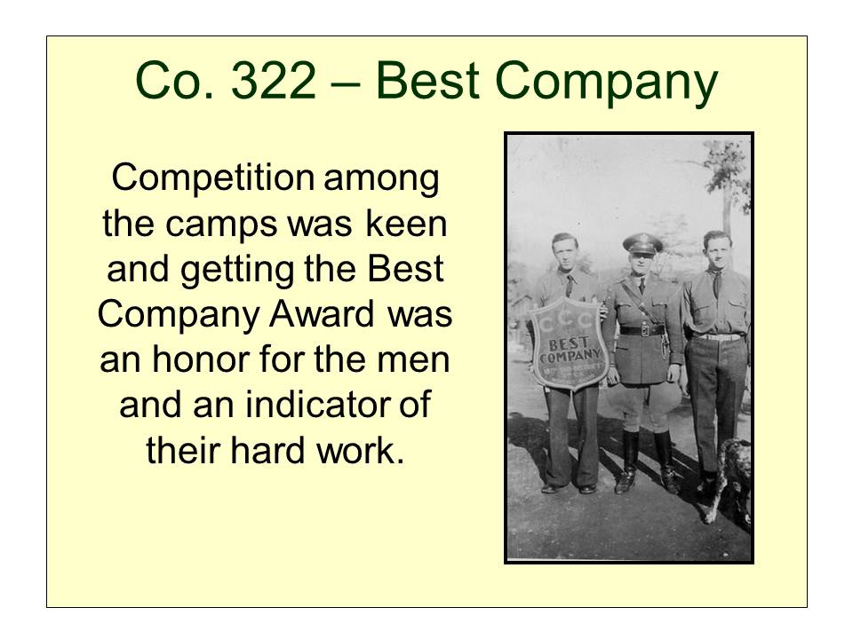 Slide 16 — Camp Roosevelt, April 1933