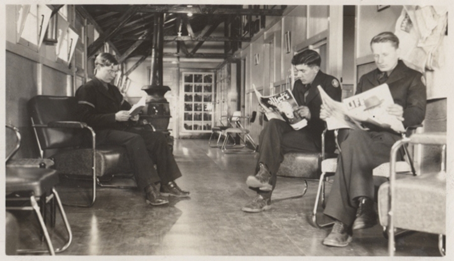 Stack of reference books and historical publications about the CCC